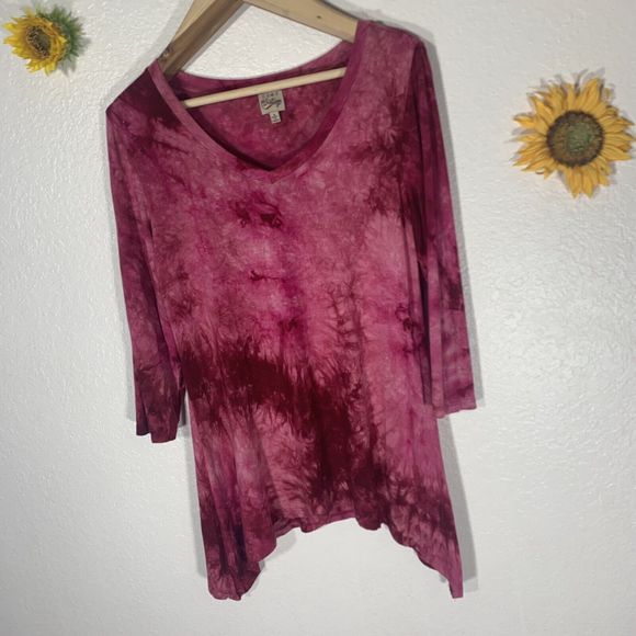 Como Vintage Pink Tie Dye Away Boho Hippy Soft Blouse Size Medium Women’s - Picture 5 of 10